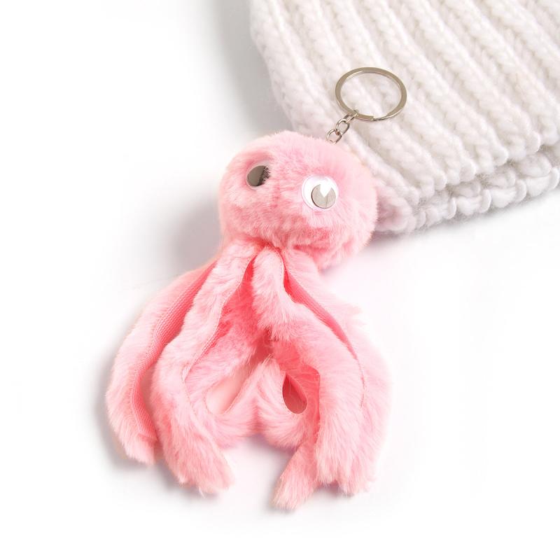 Octopus Rex Rabbit Silver Keychain Funny Animal Ornament