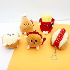 Fluffy Fast Food Plush Keychain Chubby PP Chicken Legs Burger Bread Doll