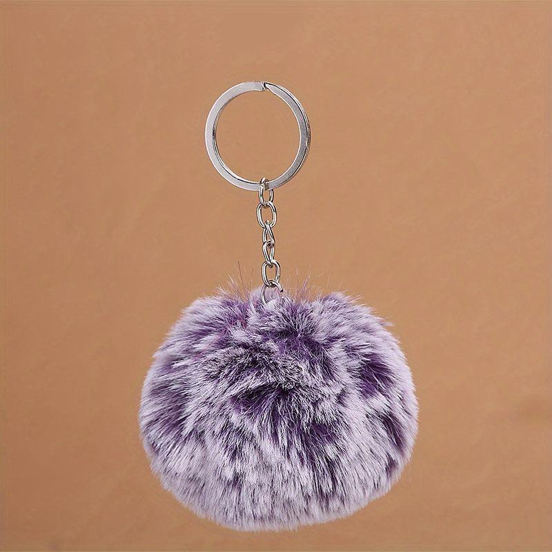 Pom Pom Keychain Plush Faux Fur Key Ring Purse Handbag Car Charm