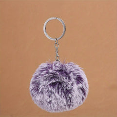Pom Pom Keychain Plush Faux Fur Key Ring Purse Handbag Car Charm