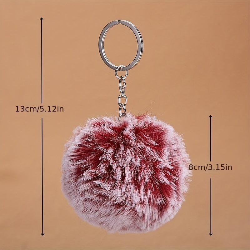 Pom Pom Keychain Plush Faux Fur Key Ring Purse Handbag Car Charm