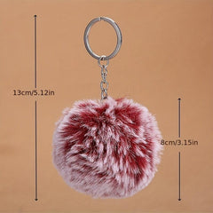 Pom Pom Keychain Plush Faux Fur Key Ring Purse Handbag Car Charm