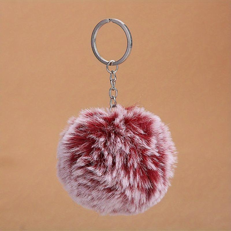 Pom Pom Keychain Plush Faux Fur Key Ring Purse Handbag Car Charm