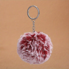 Pom Pom Keychain Plush Faux Fur Key Ring Purse Handbag Car Charm