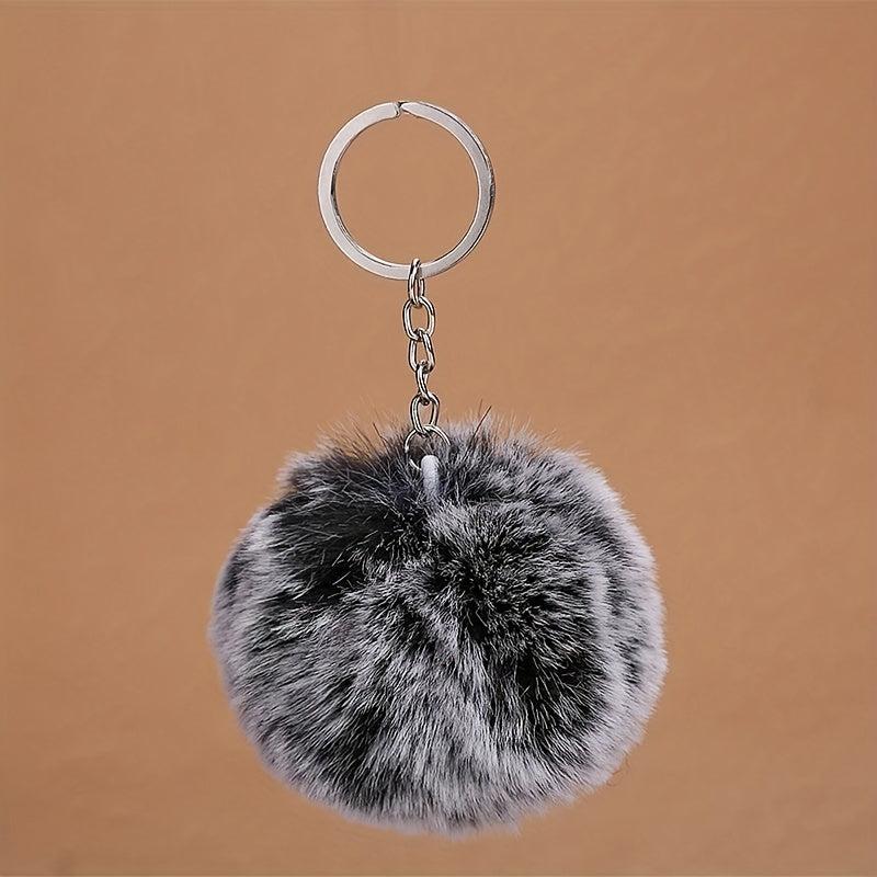 Pom Pom Keychain Plush Faux Fur Key Ring Purse Handbag Car Charm