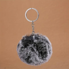 Pom Pom Keychain Plush Faux Fur Key Ring Purse Handbag Car Charm