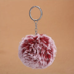 Pom Pom Keychain Plush Faux Fur Key Ring Purse Handbag Car Charm