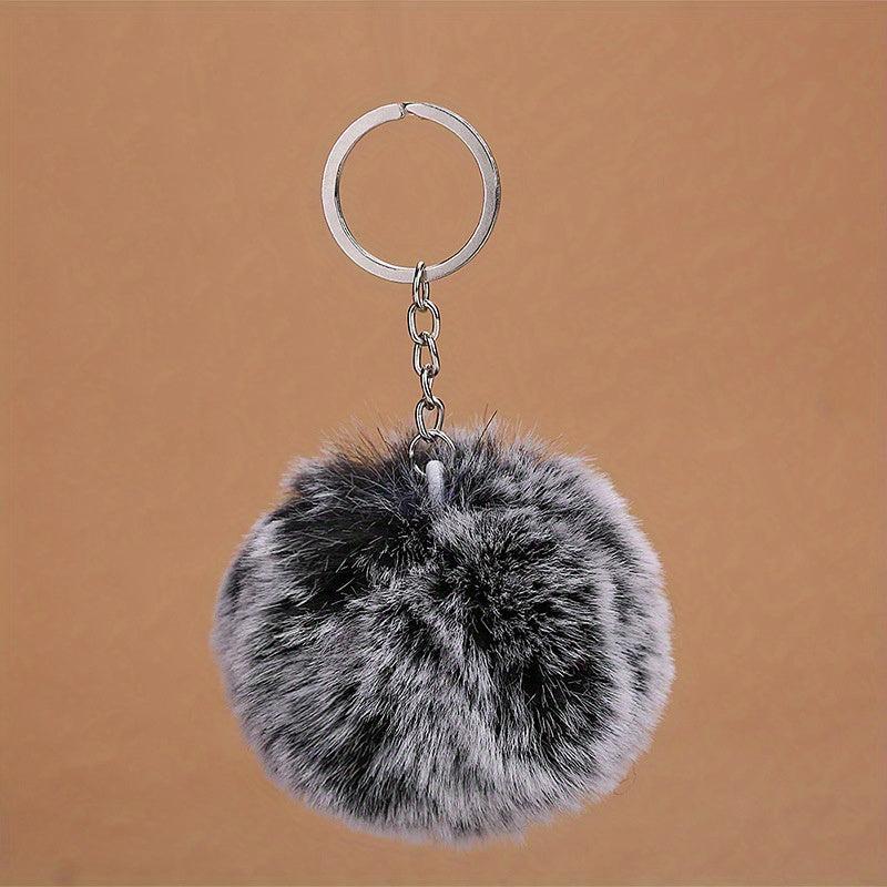 Pom Pom Keychain Plush Faux Fur Key Ring Purse Handbag Car Charm