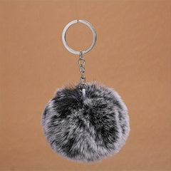 Pom Pom Keychain Plush Faux Fur Key Ring Purse Handbag Car Charm