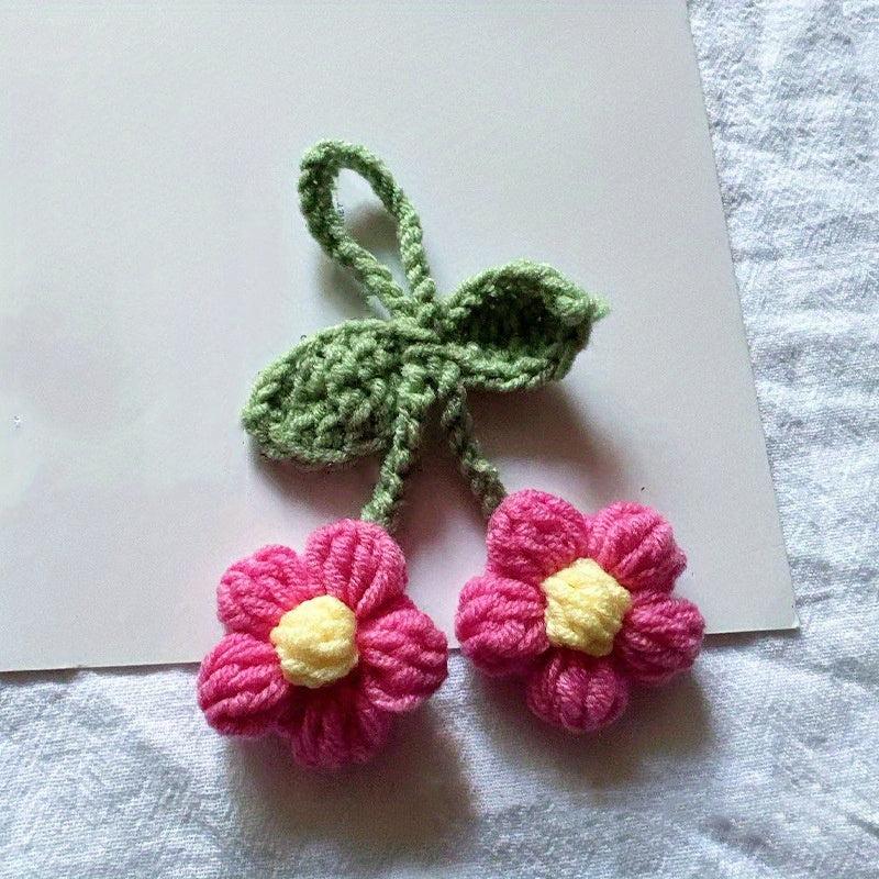 Flower Charm Keychain Knitwear Keyring Bag Accessory Phone Ornament