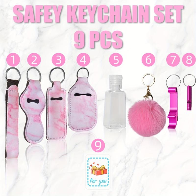 8-Piece Set Women's Self Defense Keychain & Whistle Gift Set