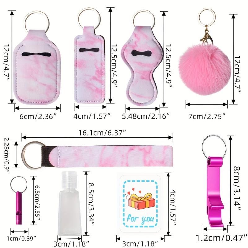 8-Piece Set Women's Self Defense Keychain & Whistle Gift Set