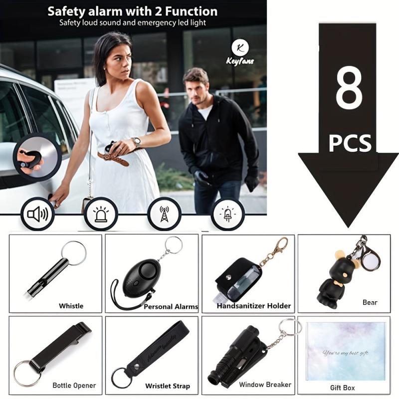 Safety Keychain Set: Alarm, Breaker, Opener