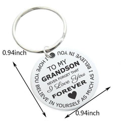 Grandson Believe In Yourself Key Chain Gift Ornament Bag Purse Charm Accessories
