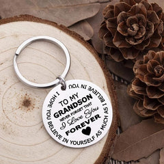 Grandson Believe In Yourself Key Chain Gift Ornament Bag Purse Charm Accessories