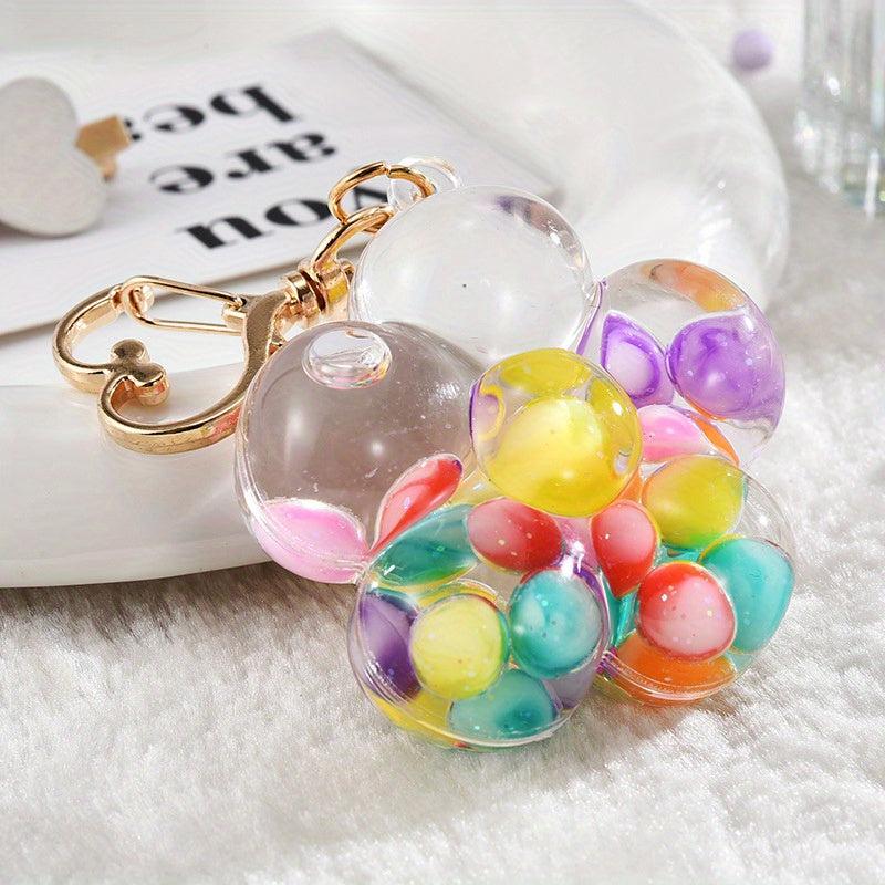 Cartoon Luminous Keychain Quicksand Beads Backpack Pendant