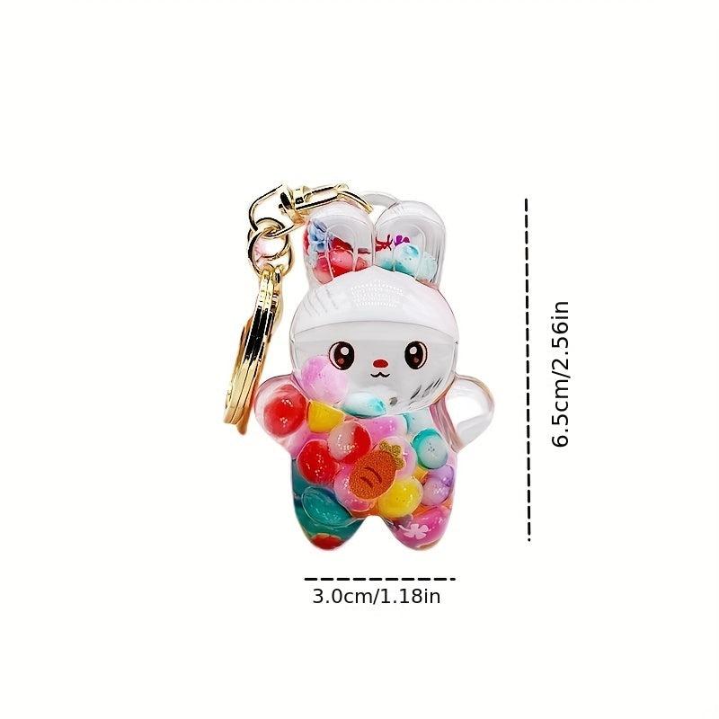Cartoon Luminous Keychain Quicksand Beads Backpack Pendant