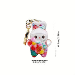 Cartoon Luminous Keychain Quicksand Beads Backpack Pendant