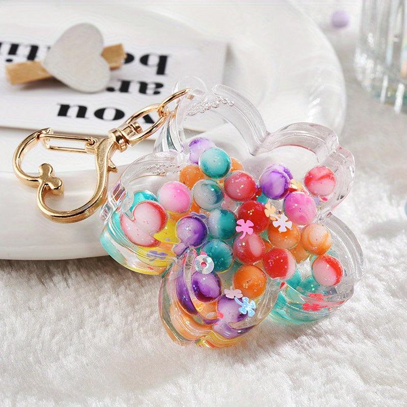 Cartoon Luminous Keychain Quicksand Beads Backpack Pendant