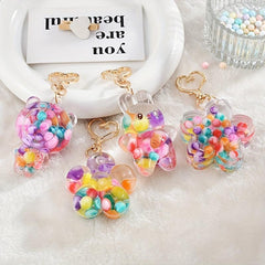 Cartoon Luminous Keychain Quicksand Beads Backpack Pendant