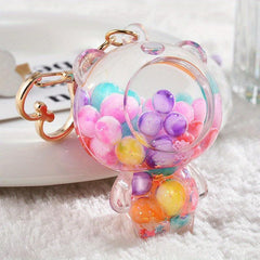 Cartoon Luminous Keychain Quicksand Beads Backpack Pendant