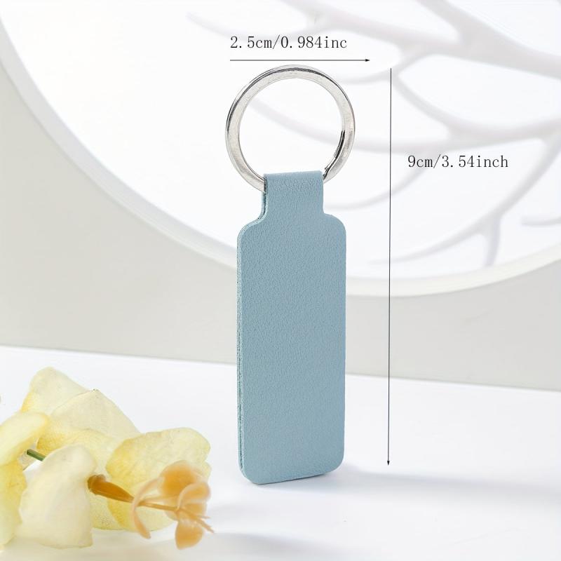 Vintage PU Leather Keychain Sublimation Blank Key Ring Pendant