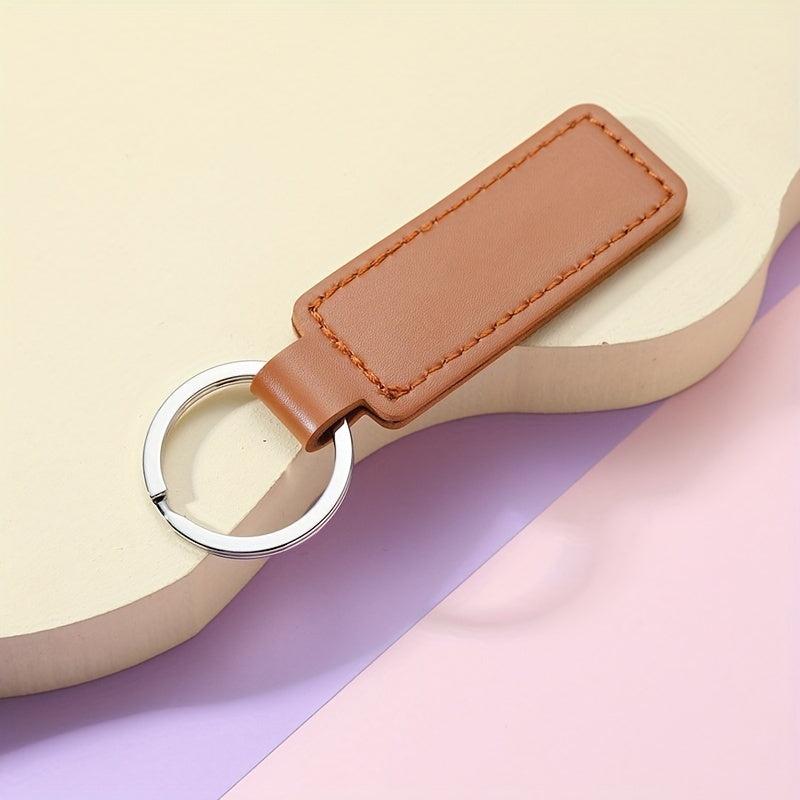 Vintage PU Leather Keychain Sublimation Blank Key Ring Pendant