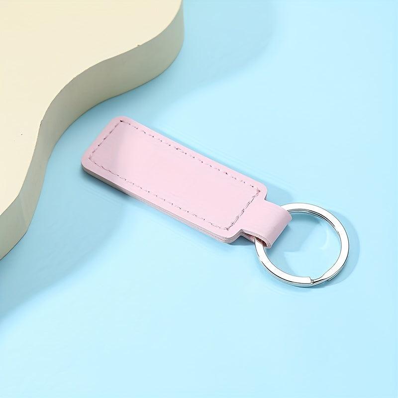 Vintage PU Leather Keychain Sublimation Blank Key Ring Pendant