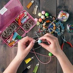 90PCS Tassel Decor Keychain PU Leather Key Ring Bag Charm Earphone Accessory