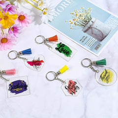 90PCS Tassel Decor Keychain PU Leather Key Ring Bag Charm Earphone Accessory