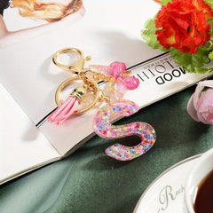 Alphabet Butterfly Keychain Resin Animal Key Ring Purse Bag Backpack Car Charm