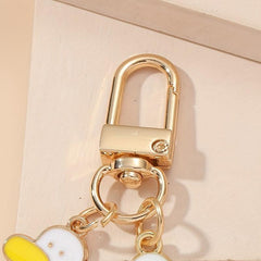 Duck Flower Metal Keychain for Girls Women