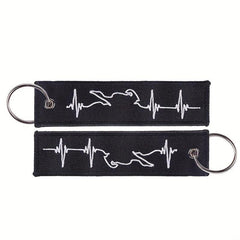 Biker Heartbeat Keychain Embroidery Key Fobs Jewelry