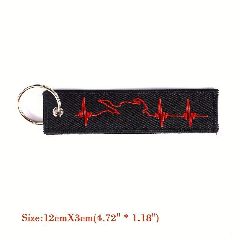 Biker Heartbeat Keychain Embroidery Key Fobs Jewelry