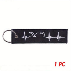 Biker Heartbeat Keychain Embroidery Key Fobs Jewelry