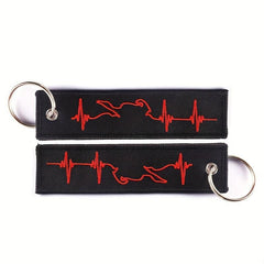 Biker Heartbeat Keychain Embroidery Key Fobs Jewelry