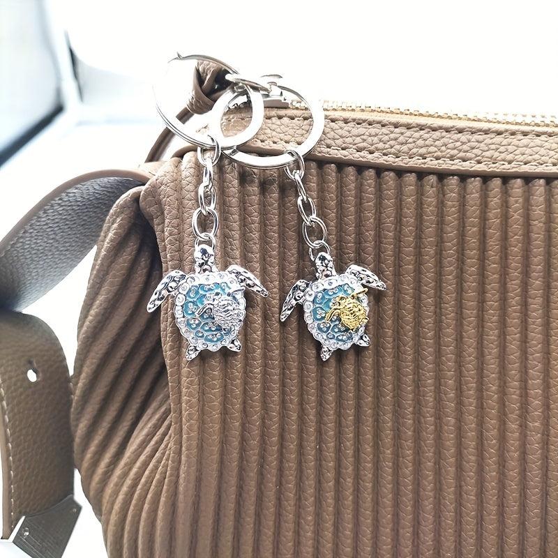Silver Opal Sea Turtle Keychain Birthstone Jewelry