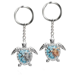 Silver Opal Sea Turtle Keychain Birthstone Jewelry