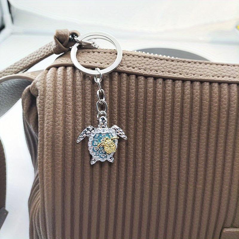 Silver Opal Sea Turtle Keychain Birthstone Jewelry