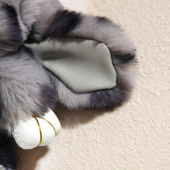 Leopard Rabbit Bunny Keychain Pendant Fluffy Pompoms Keychain Charm