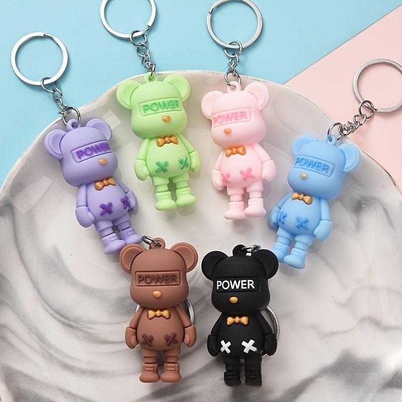 Colorful Bow Tie Bear Keychain Cute Bag Key Ring Ornament
