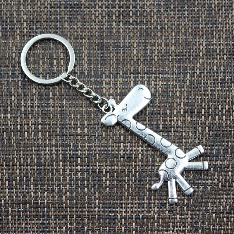 Bronze Silver Running Giraffe Pendant Keychain Key Ring Holder