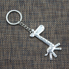 Bronze Silver Running Giraffe Pendant Keychain Key Ring Holder