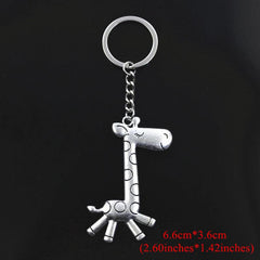 Bronze Silver Running Giraffe Pendant Keychain Key Ring Holder