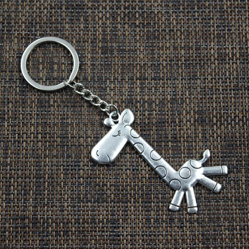 Bronze Silver Running Giraffe Pendant Keychain Key Ring Holder