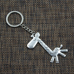 Bronze Silver Running Giraffe Pendant Keychain Key Ring Holder