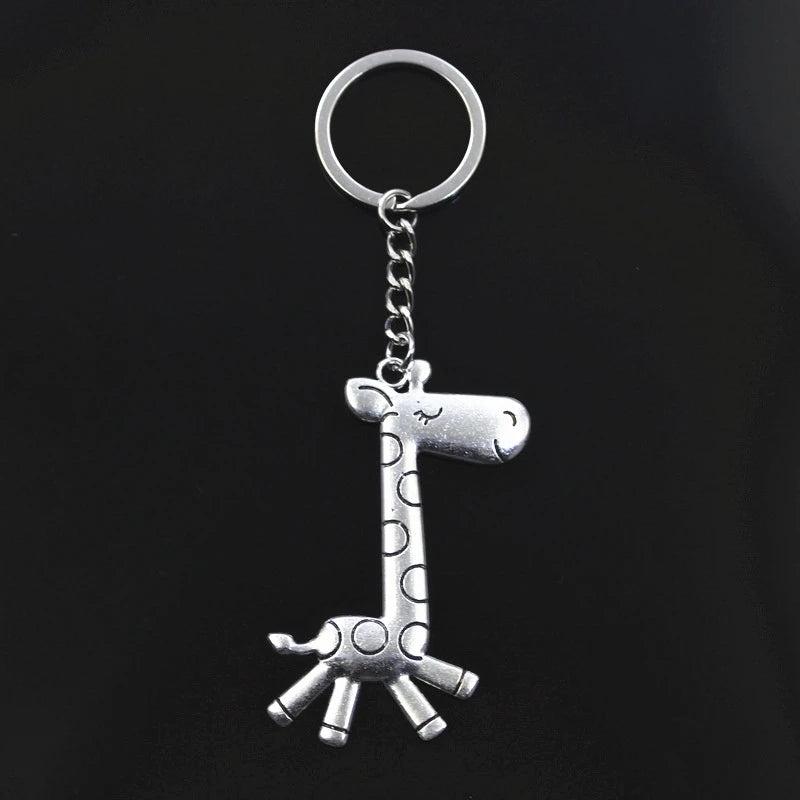 Bronze Silver Running Giraffe Pendant Keychain Key Ring Holder
