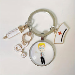Nurse's Theme Keychain Alloy Neddle Pattern Pendant