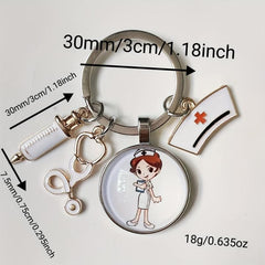 Nurse's Theme Keychain Alloy Neddle Pattern Pendant