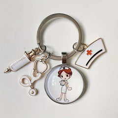 Nurse's Theme Keychain Alloy Neddle Pattern Pendant